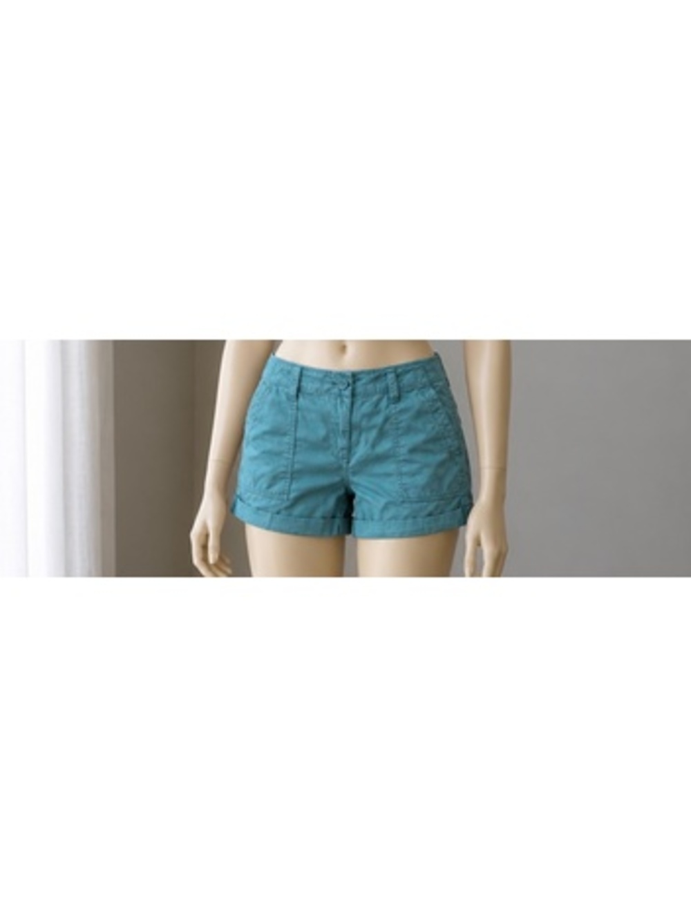 LOFT Cargo Shorts Women’s Size 10 Teal Blue Cotton Cuffed Utility Pockets